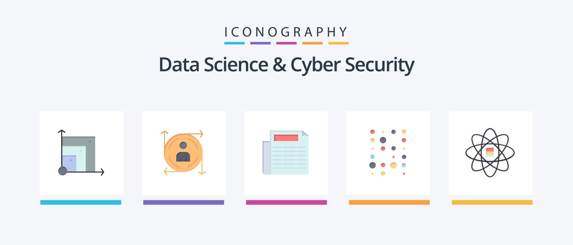 Data Science And Cyber Security Flat 5 Icon Pack Including data scince. data. news. scince. data. Creative Icons Design vector