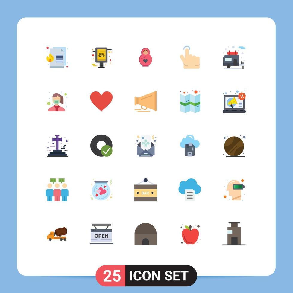 25 Creative Icons Modern Signs and Symbols of motorhome camper dolphin touch finger Editable Vector Design Elements