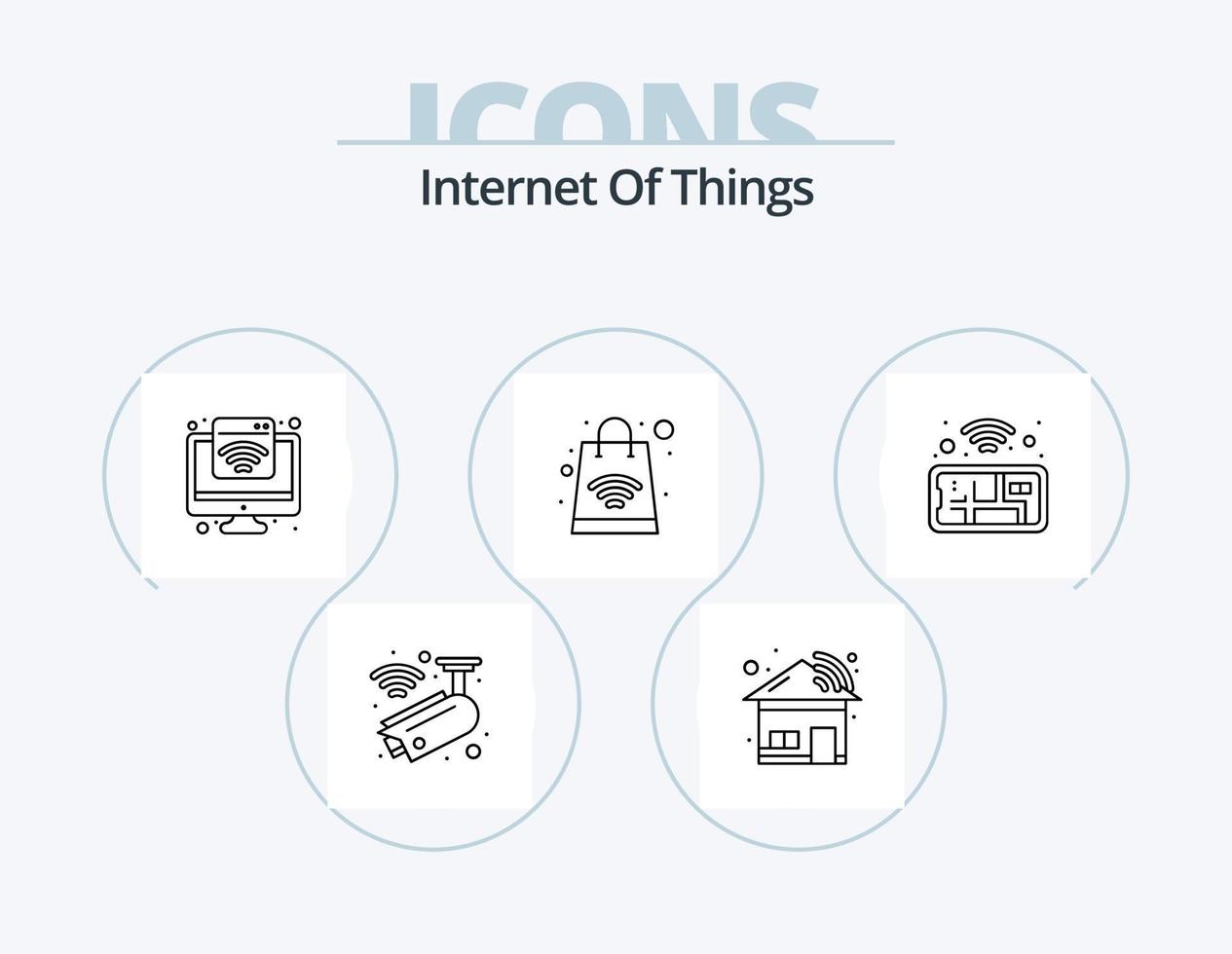 Internet Of Things Line Icon Pack 5 Icon Design. online shopping. wifi. gps location. trolley. cart vector