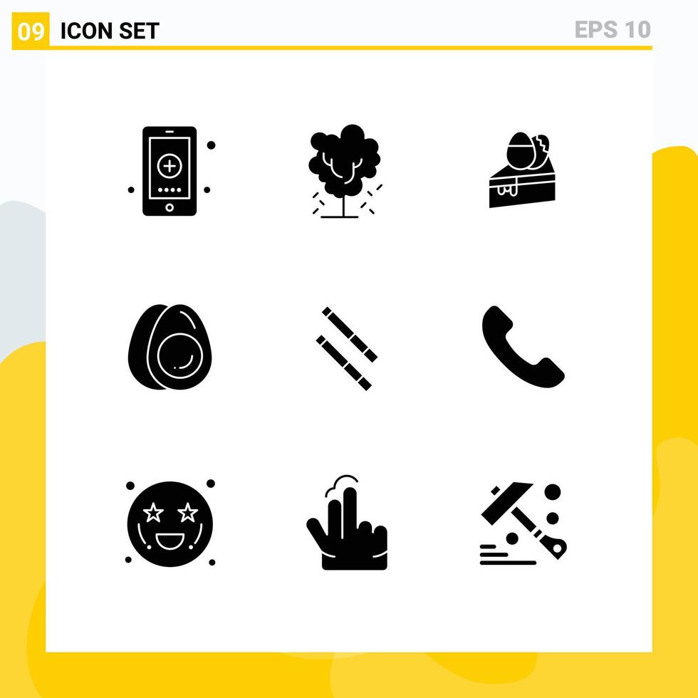 Mobile Interface Solid Glyph Set of 9 Pictograms of easter eggs nature egg easter Editable Vector Design Elements