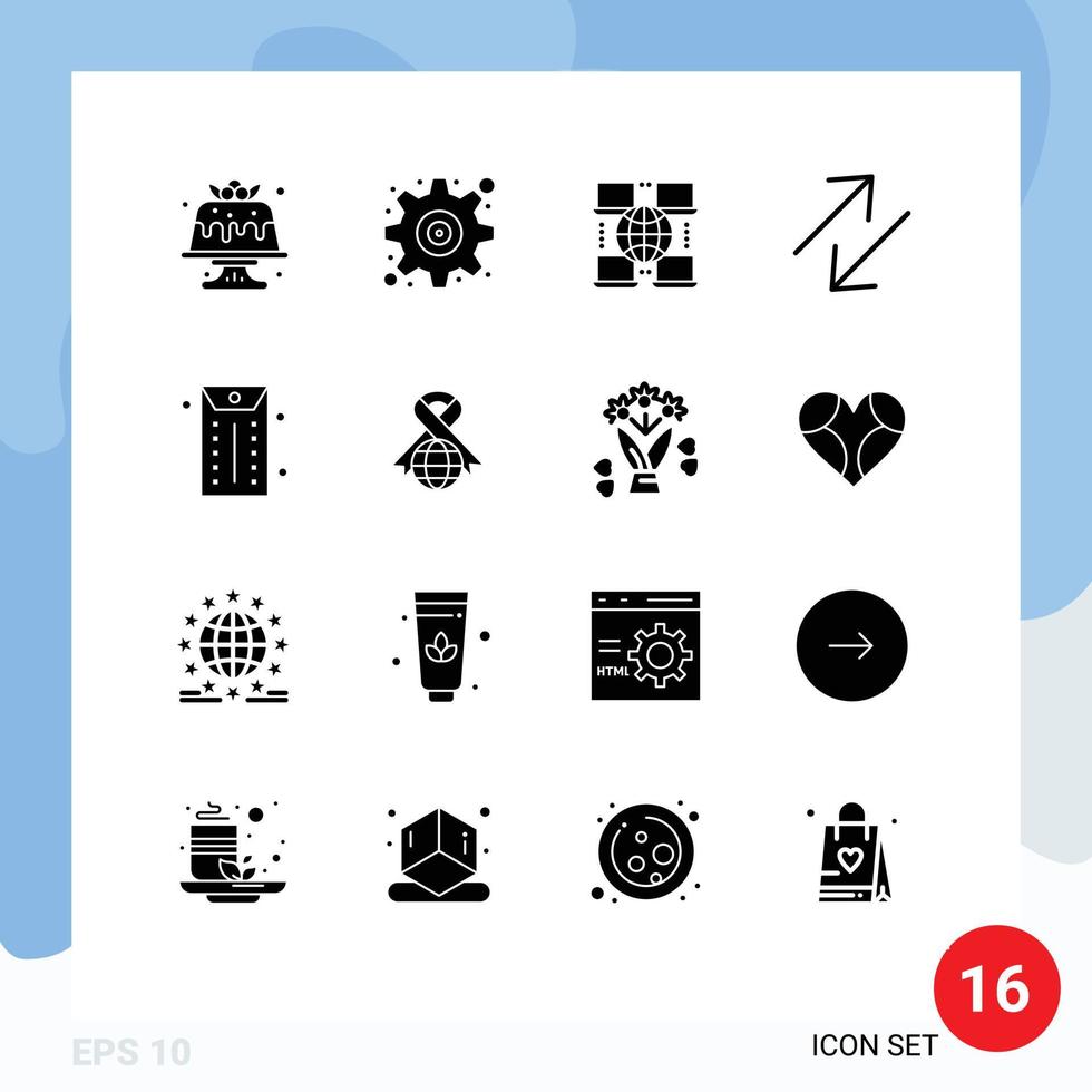Set of 16 Modern UI Icons Symbols Signs for office business user scale arrow Editable Vector Design Elements