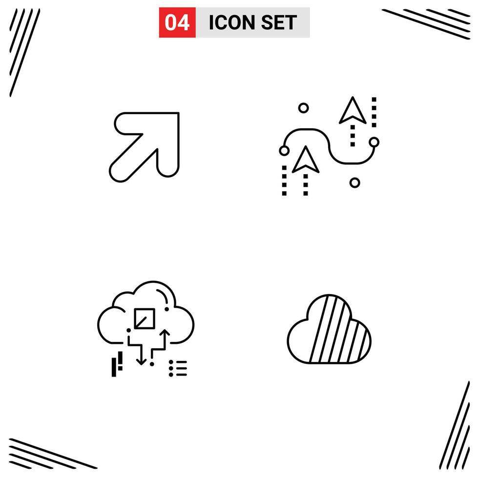 4 Universal Line Signs Symbols of arrow connect coding development arrow Editable Vector Design Elements