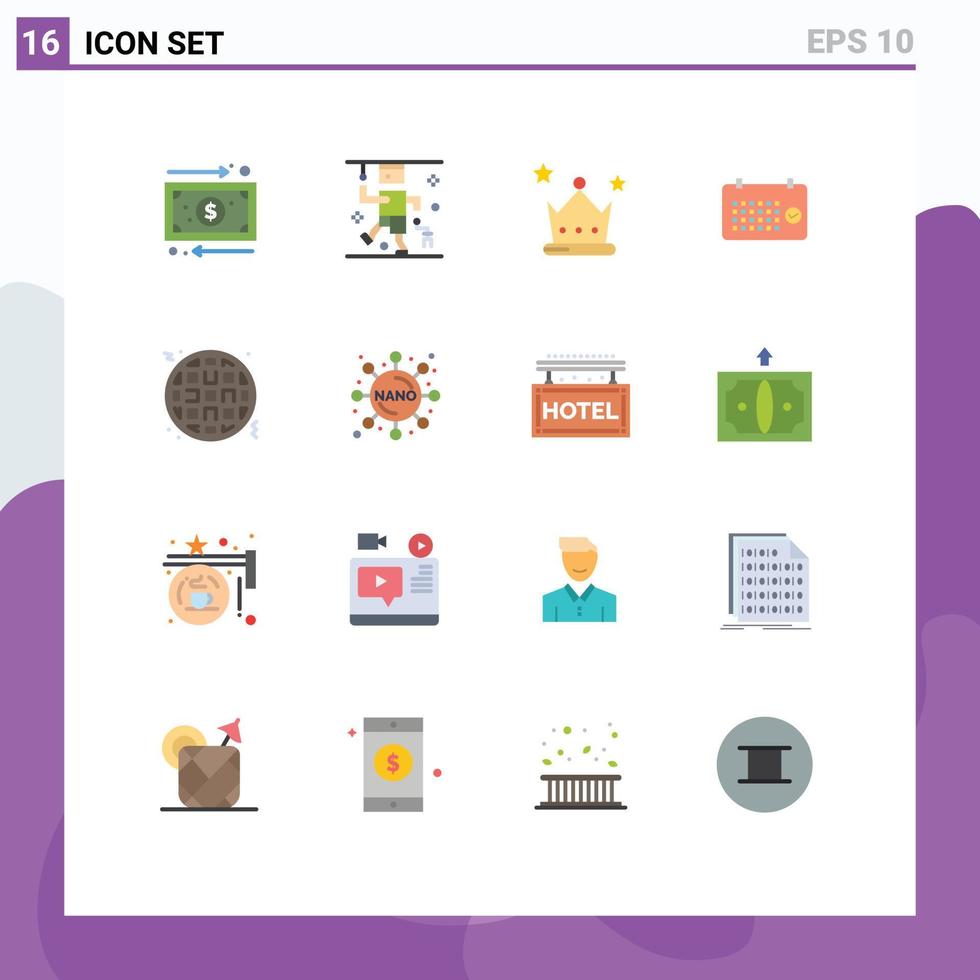 Set of 16 Commercial Flat Colors pack for waffle year achievement mounth calendar Editable Pack of Creative Vector Design Elements