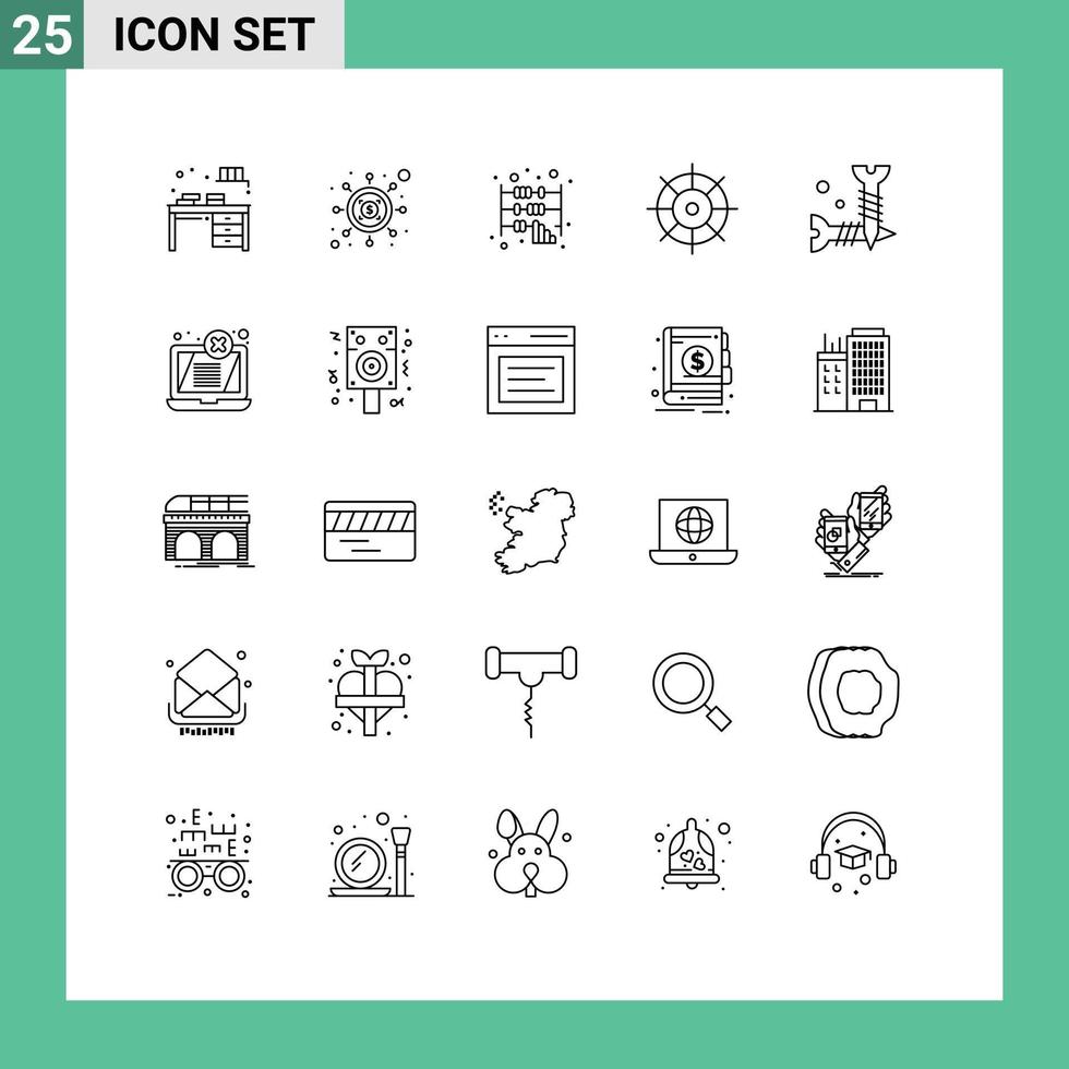 25 Creative Icons Modern Signs and Symbols of diy preferences dollar gear office Editable Vector Design Elements