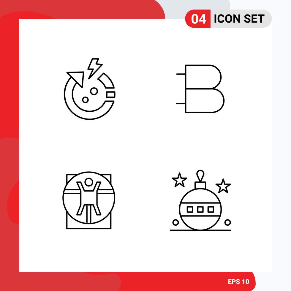 Stock Vector Icon Pack of 4 Line Signs and Symbols for arrow virtruvian world crypto medical Editable Vector Design Elements