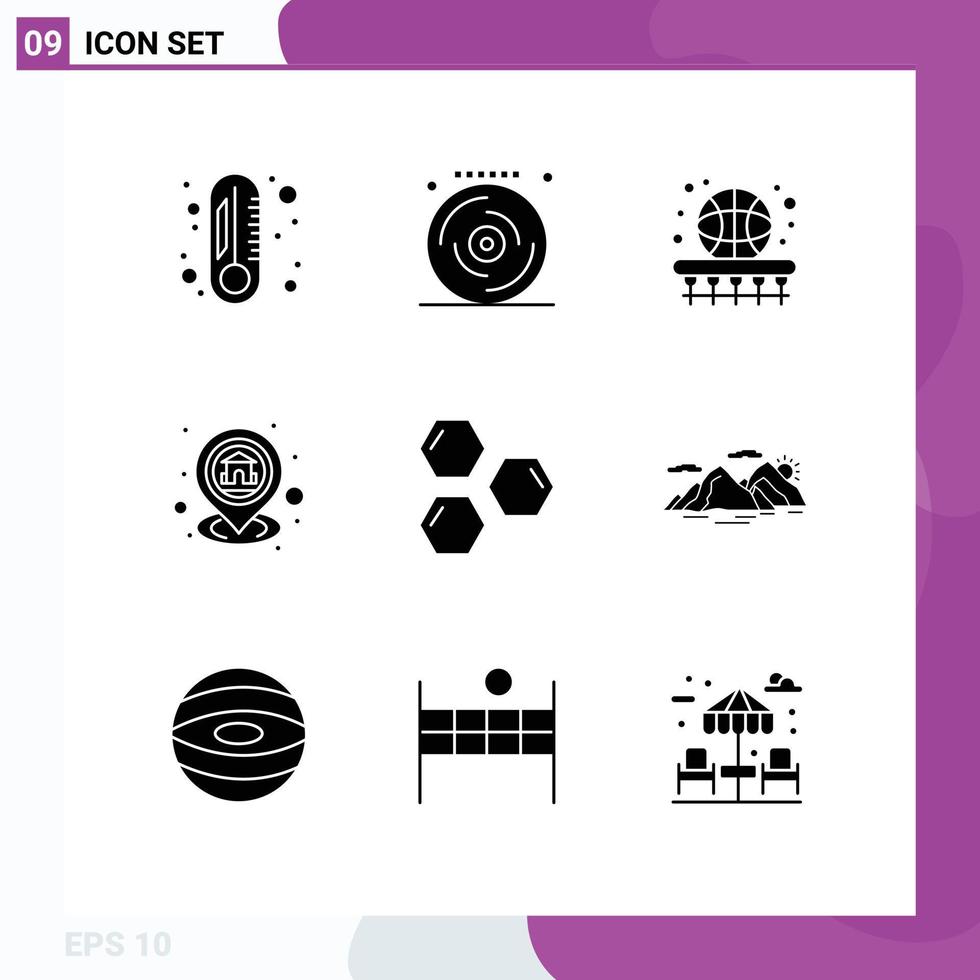 9 Creative Icons Modern Signs and Symbols of cells map basket location gps Editable Vector Design Elements