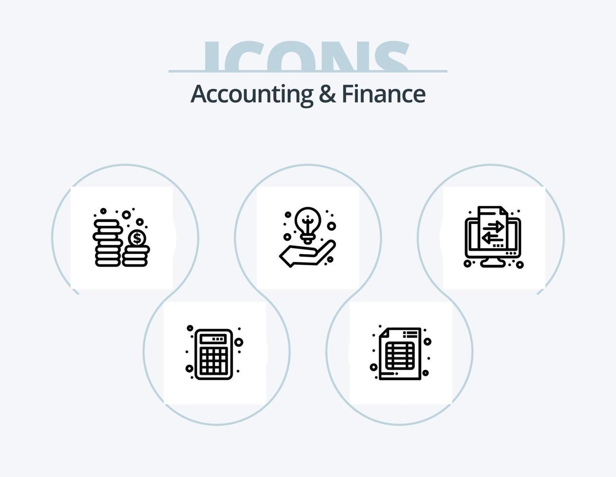 paquete de iconos de línea de contabilidad y finanzas 5 diseño de iconos. contabilidad. licencia. préstamo. diploma. préstamo vector