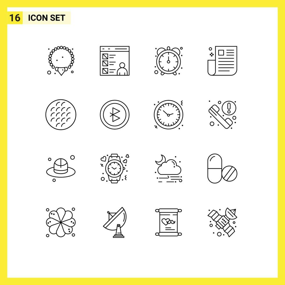 Group of 16 Modern Outlines Set for belgian ui efficiency page news Editable Vector Design Elements