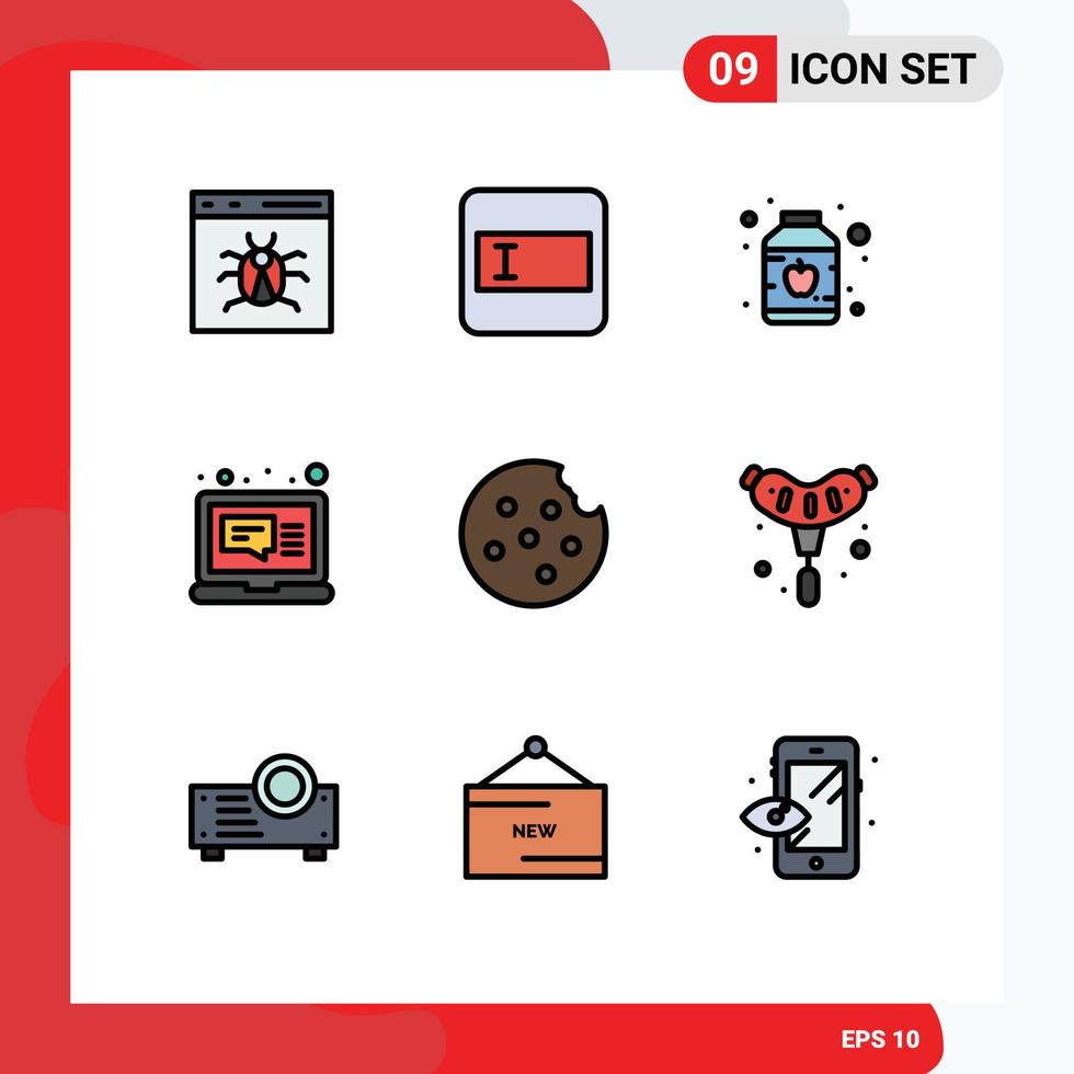 9 iconos creativos signos y símbolos modernos de bbq cookie baby mensaje computadora elementos de diseño vectorial editables vector