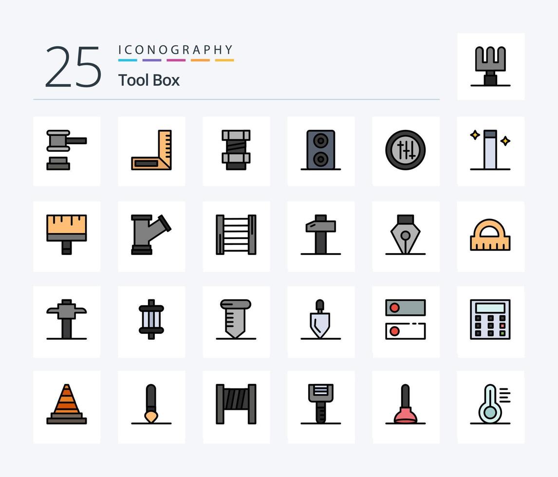 Tools 25 Line Filled icon pack including tools. brush. options. art. wand vector