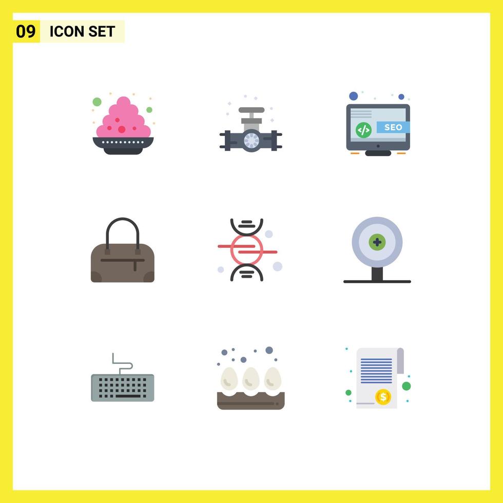 Set of 9 Commercial Flat Colors pack for medical bone desktop adn bag Editable Vector Design Elements