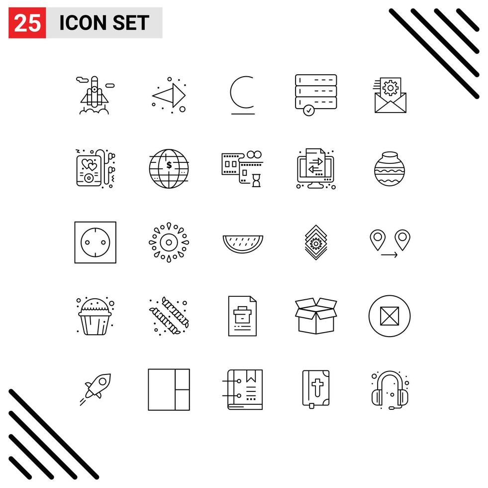 Line Pack of 25 Universal Symbols of headphone data management kyrgyzstani data integration devices Editable Vector Design Elements