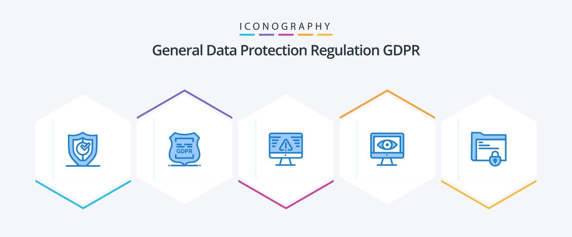 Gdpr 25 Blue icon pack including document. security. privacy. computer. error vector