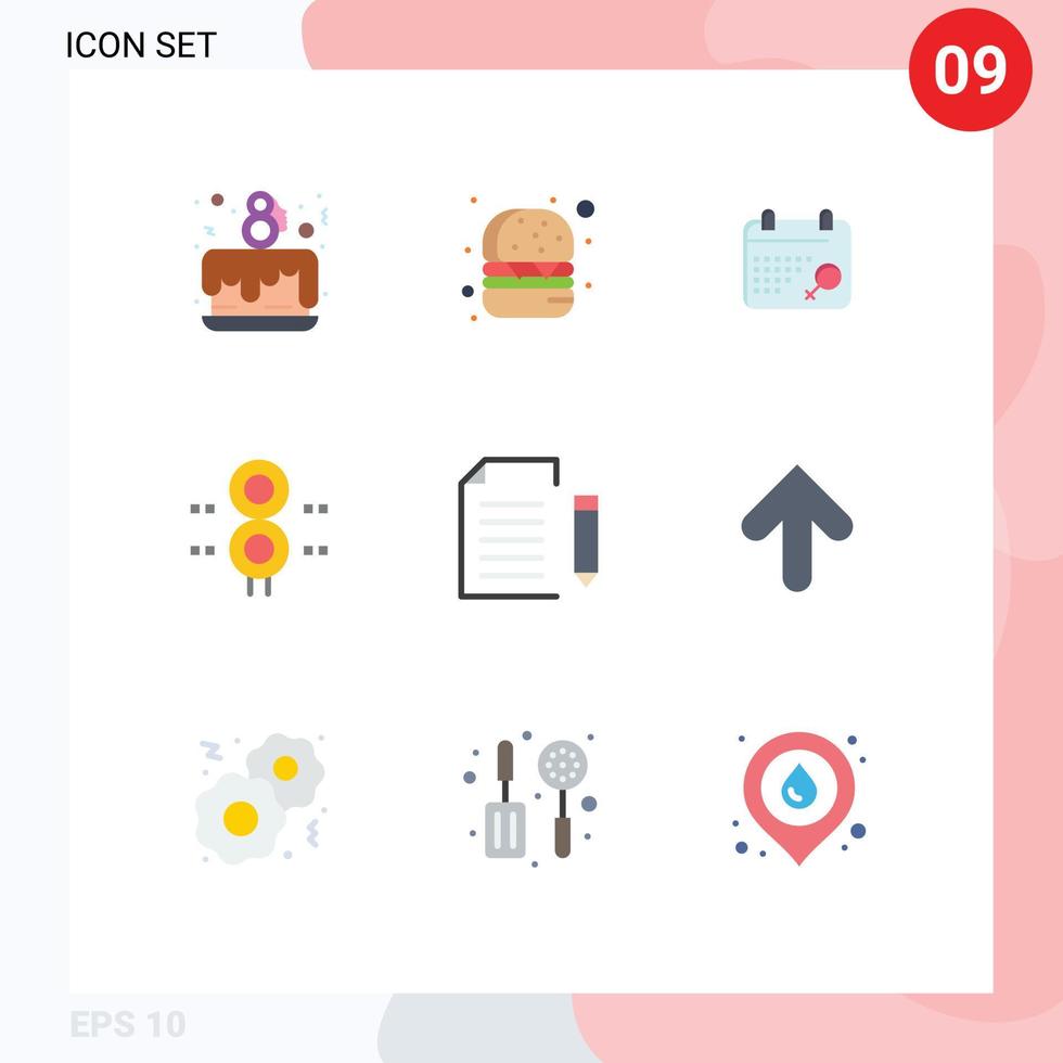 Set of 9 Commercial Flat Colors pack for extension data symbol transportation traffic Editable Vector Design Elements