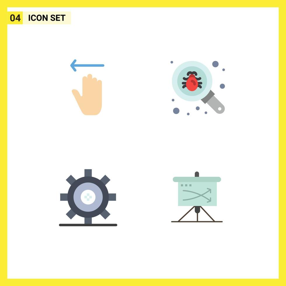 4 Thematic Vector Flat Icons and Editable Symbols of hand design left search gear Editable Vector Design Elements