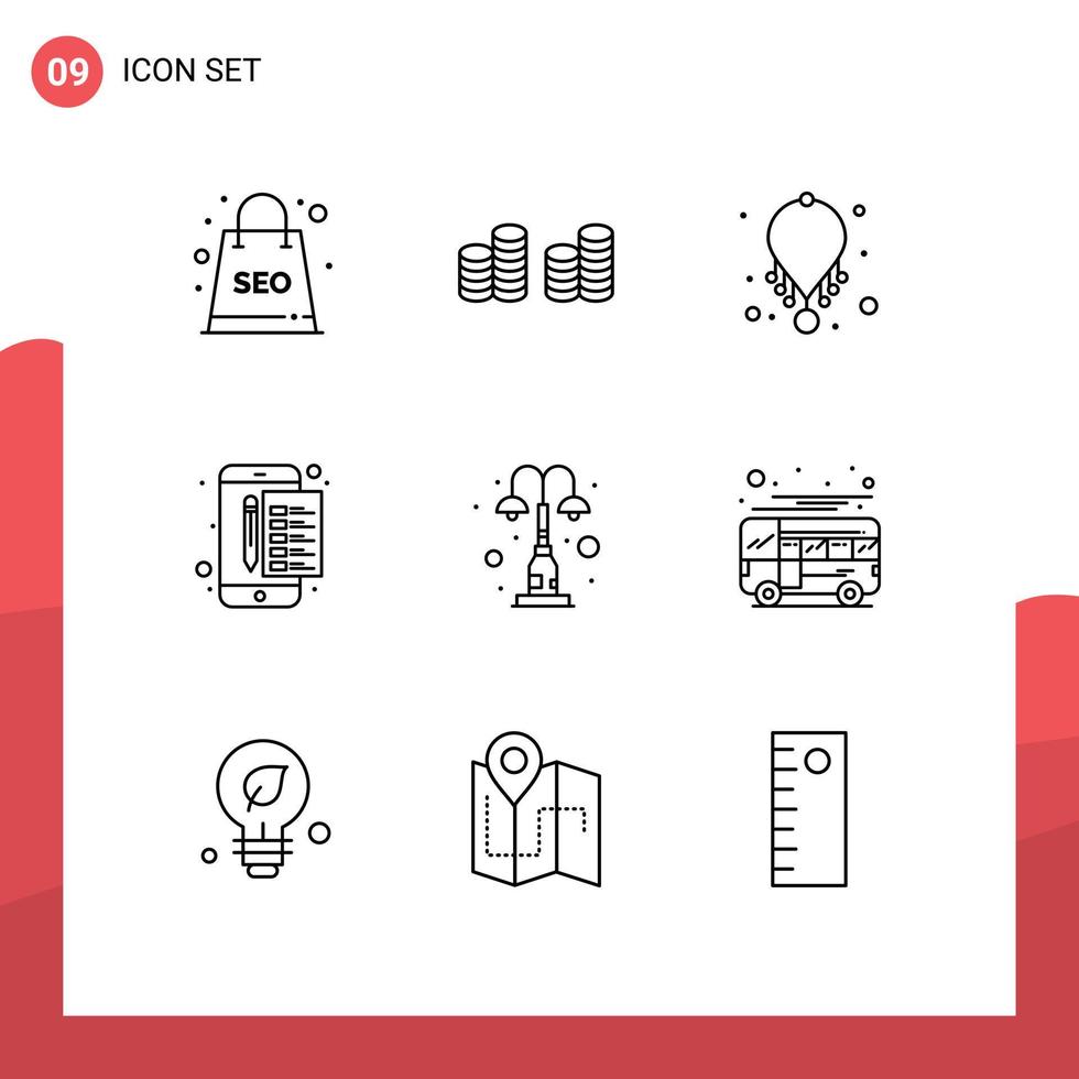 9 Thematic Vector Outlines and Editable Symbols of light tax fashion stamp file Editable Vector Design Elements