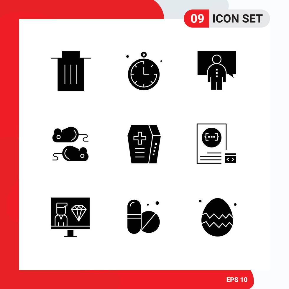 Set of 9 Modern UI Icons Symbols Signs for halloween closing test conference test closing Editable Vector Design Elements