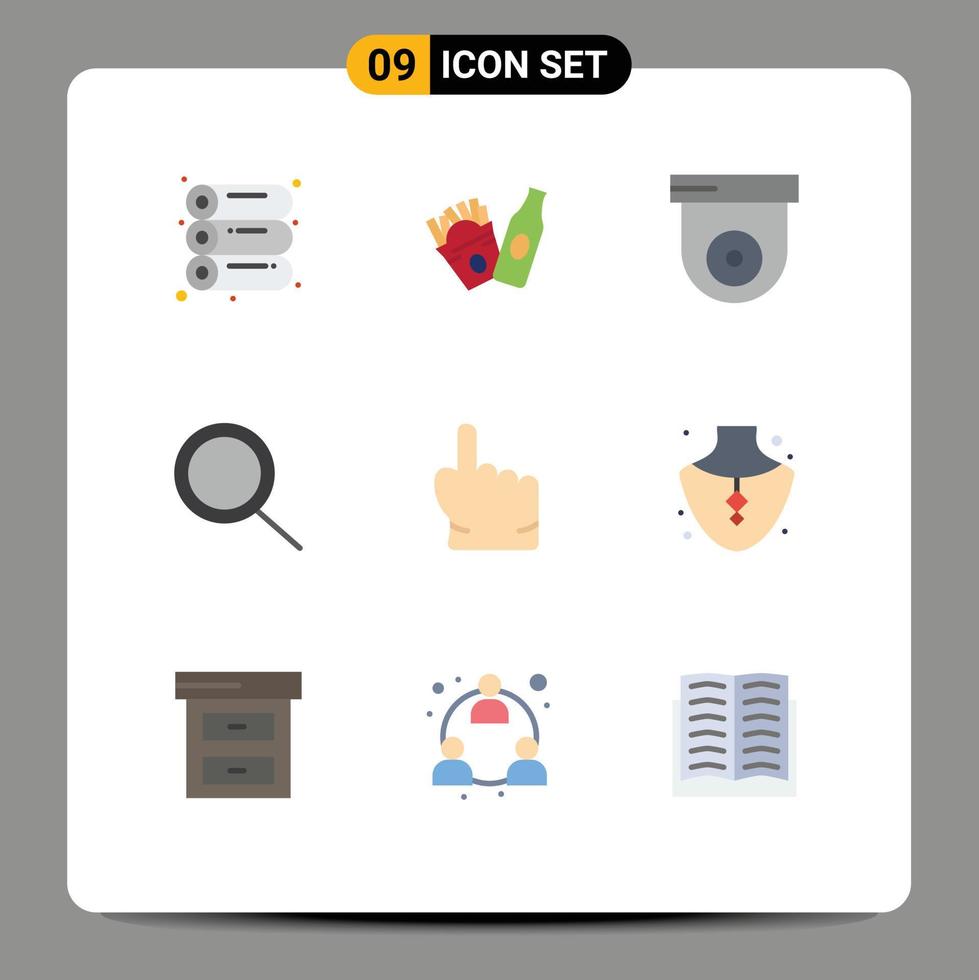 9 Thematic Vector Flat Colors and Editable Symbols of jewelry diamond security touch hand Editable Vector Design Elements