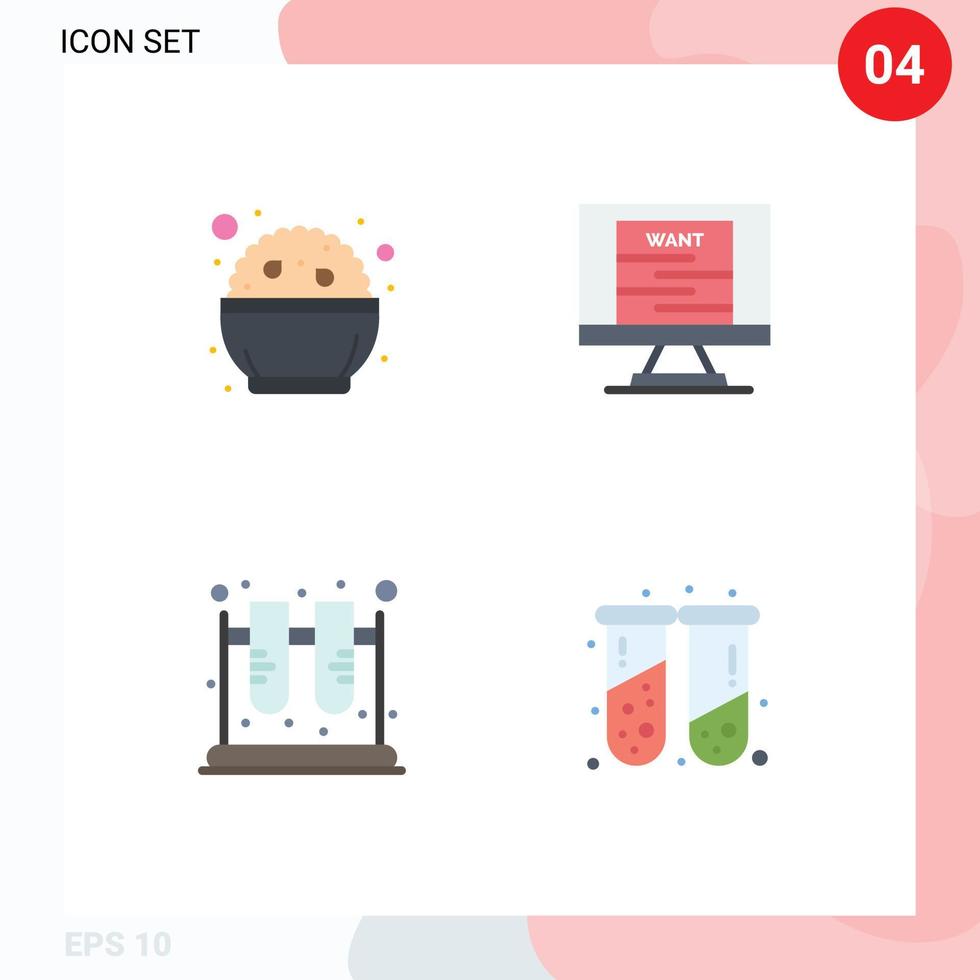 Group of 4 Flat Icons Signs and Symbols for food jar phirni technology science Editable Vector Design Elements