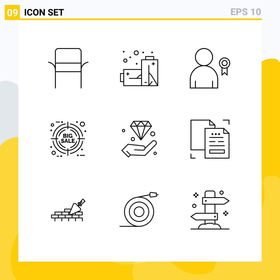 Group of 9 Modern Outlines Set for hold diamond best percentage discount Editable Vector Design Elements