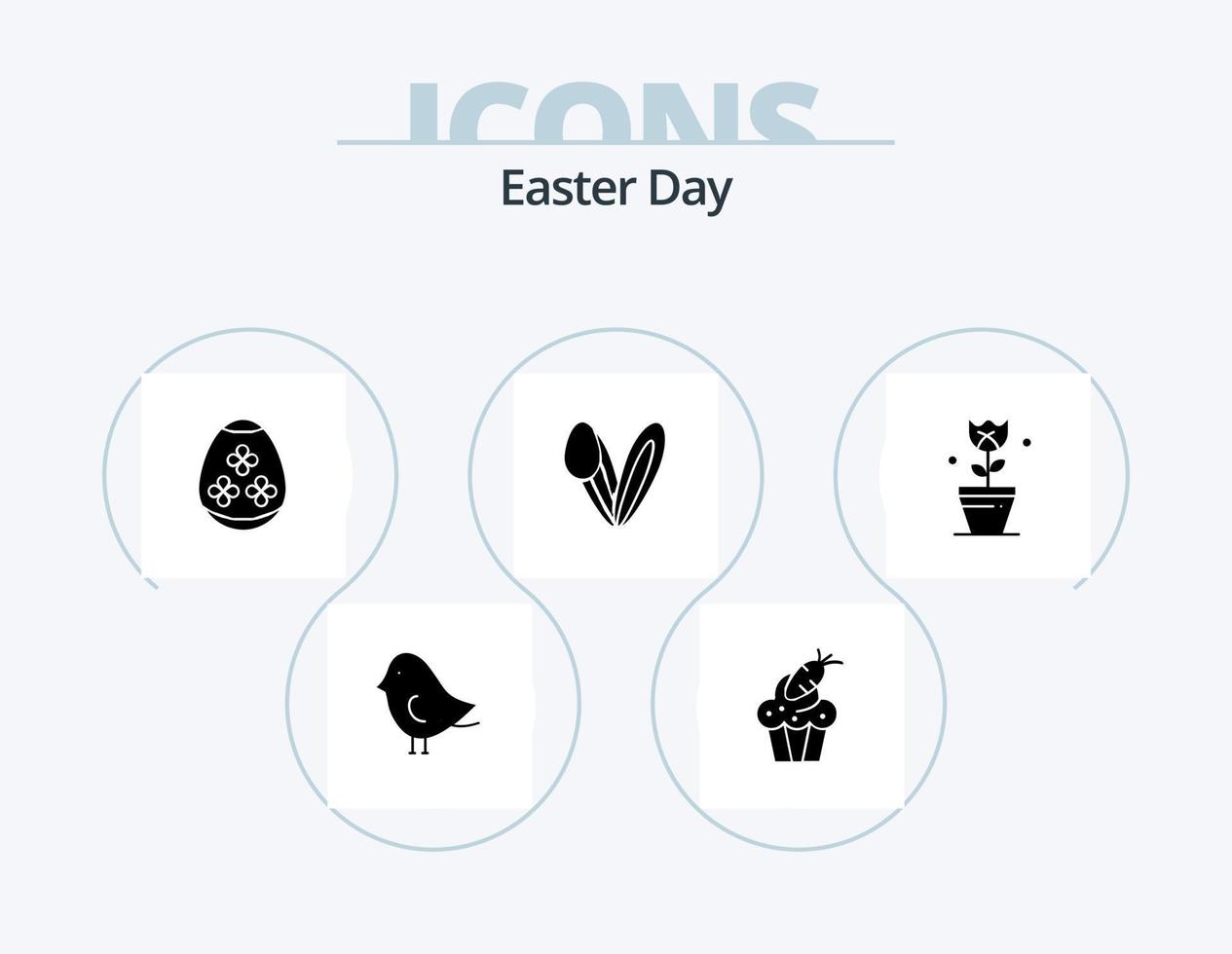 Easter Glyph Icon Pack 5 Icon Design. easter. rabbit. easter egg. face. animal vector