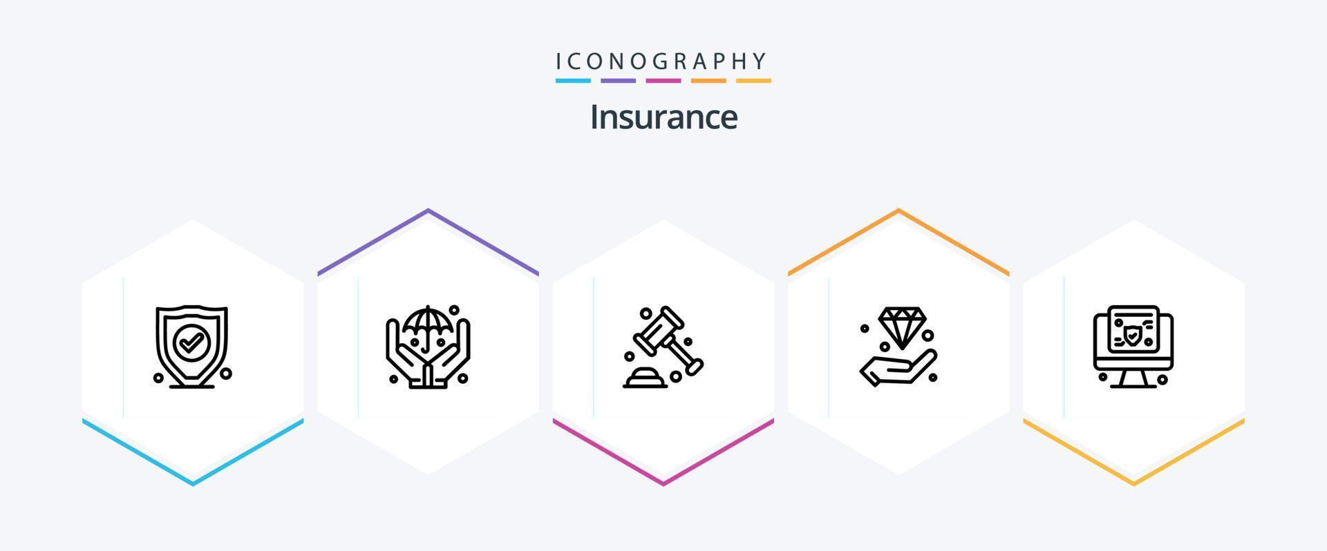 Insurance 25 Line icon pack including screen. computer. security. invest. hold vector