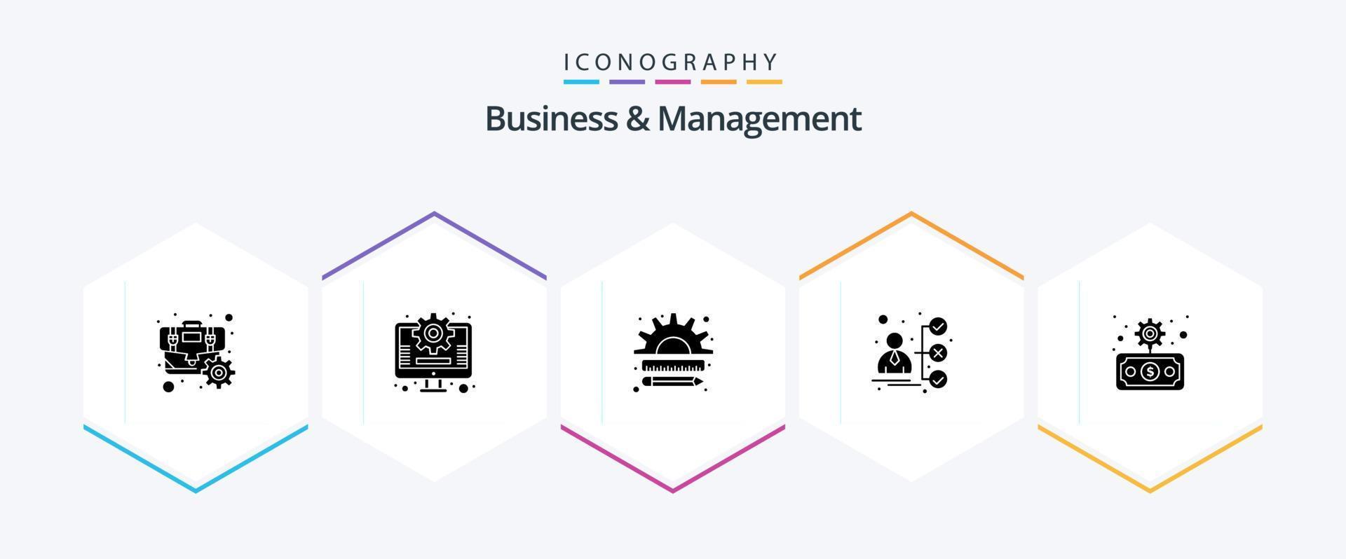 Business And Management 25 Glyph icon pack including economy. candidate. creative. portfolio. briefcase vector