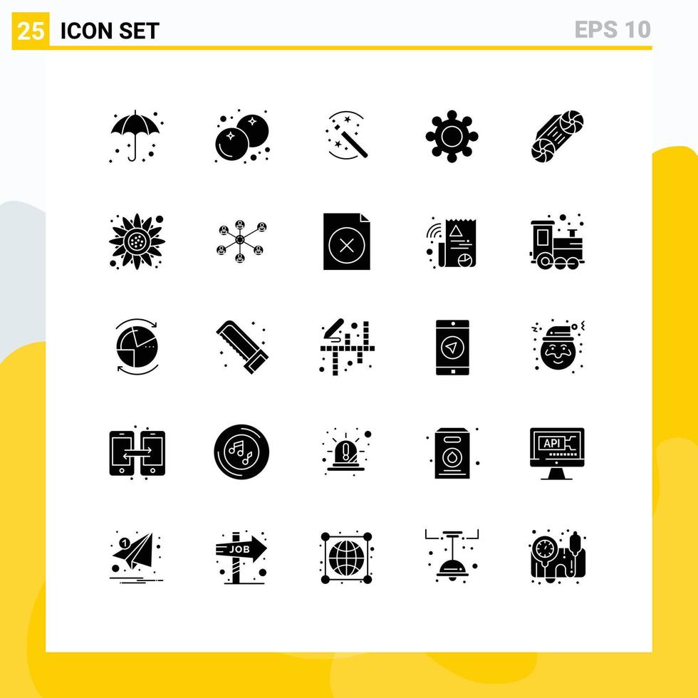 25 Solid Glyph concept for Websites Mobile and Apps technology radio tricks cogs gear Editable Vector Design Elements