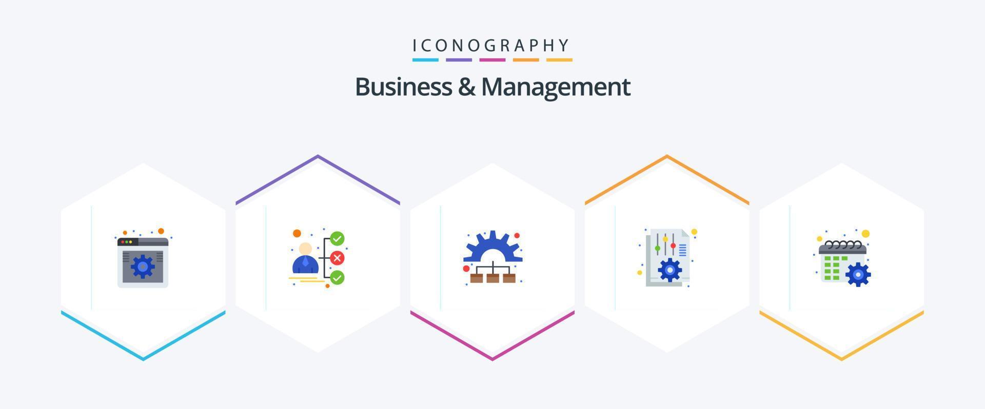 Business And Management 25 Flat icon pack including report. office. candidate. file. working vector