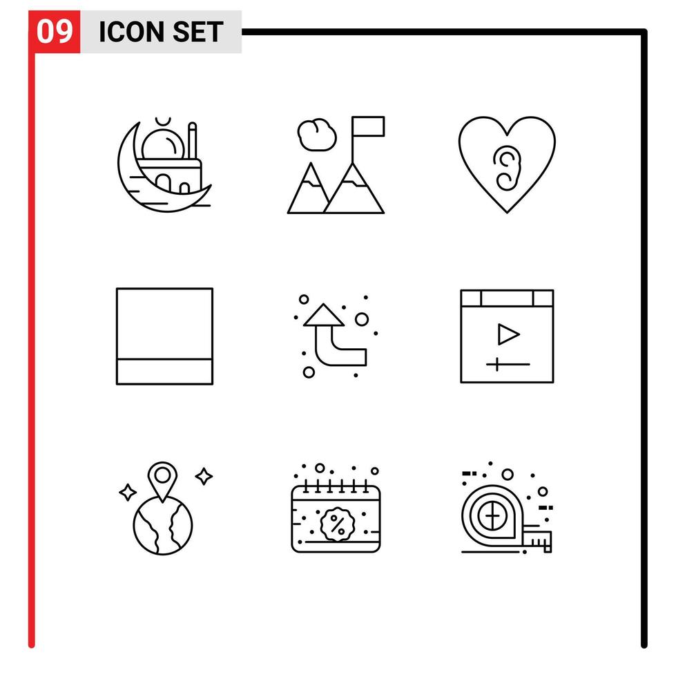 Modern Set of 9 Outlines and symbols such as computer left ear reload layout Editable Vector Design Elements