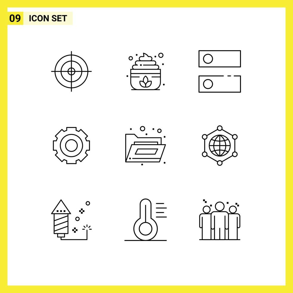 9 Thematic Vector Outlines and Editable Symbols of storage files system universal job Editable Vector Design Elements