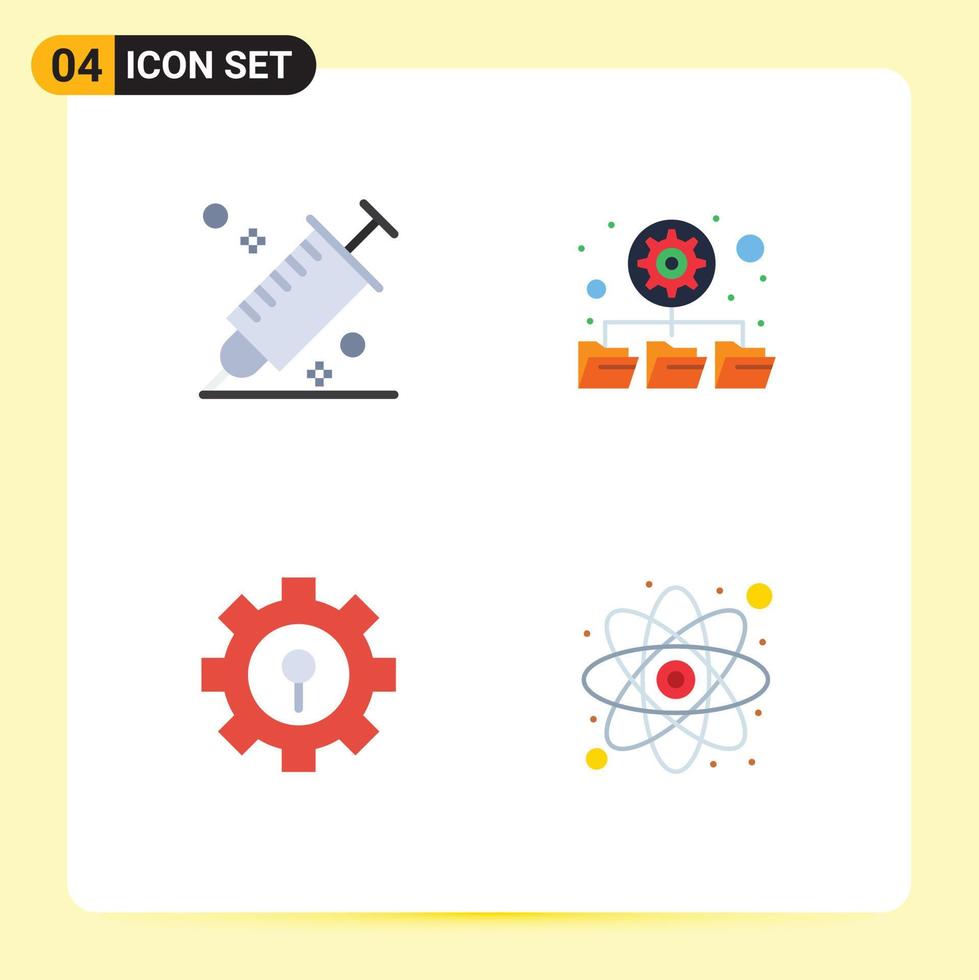 Set of 4 Modern UI Icons Symbols Signs for color lock picker folders setting Editable Vector Design Elements