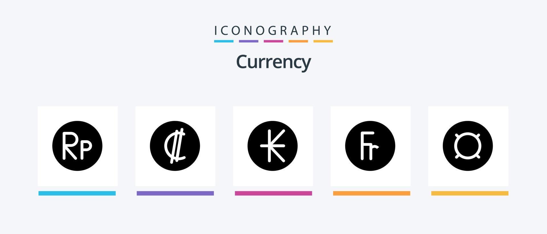 Currency Glyph 5 Icon Pack Including finance . franc . rican. lao. Creative Icons Design vector