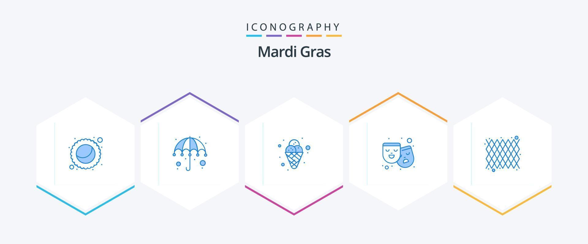 Mardi Gras 25 Blue icon pack including mardi gras. carnival. cream. film. theatre vector
