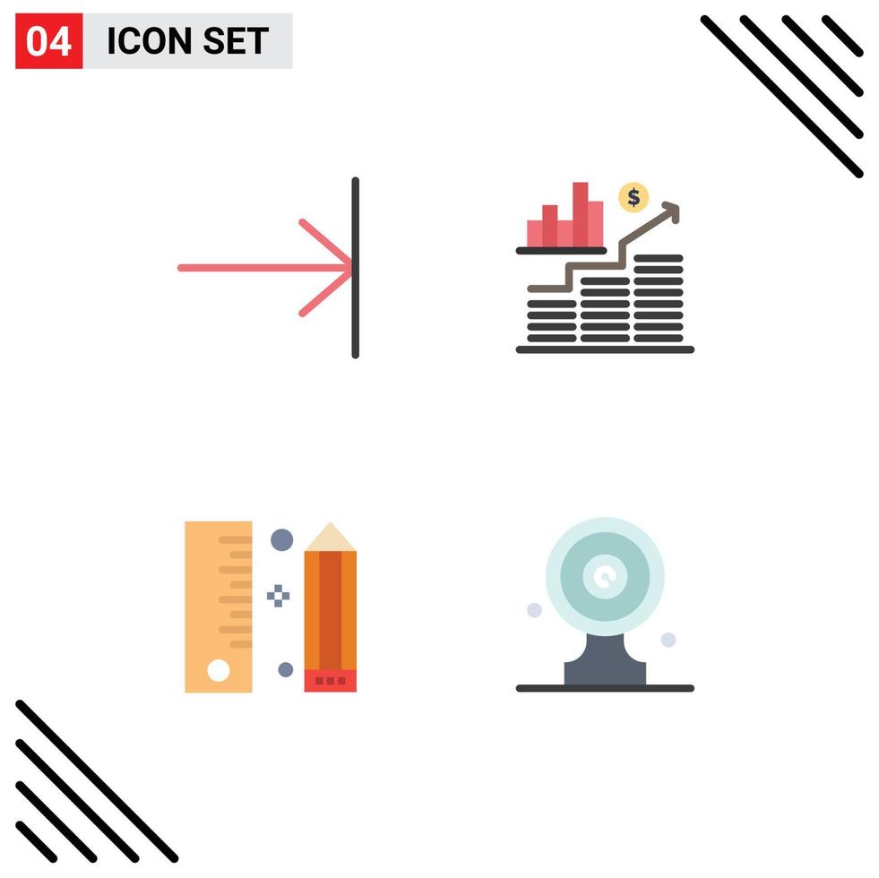 Mobile Interface Flat Icon Set of 4 Pictograms of arrow development business graph programing Editable Vector Design Elements