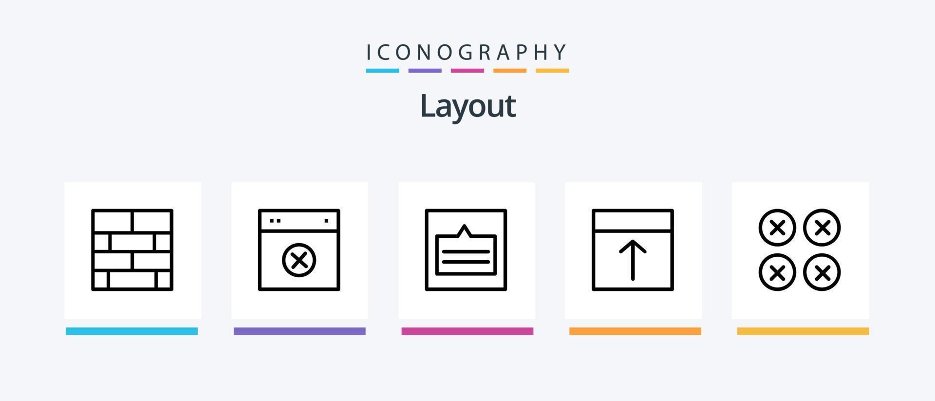 Layout Line 5 Icon Pack Including . tool. website. layout. design. Creative Icons Design vector