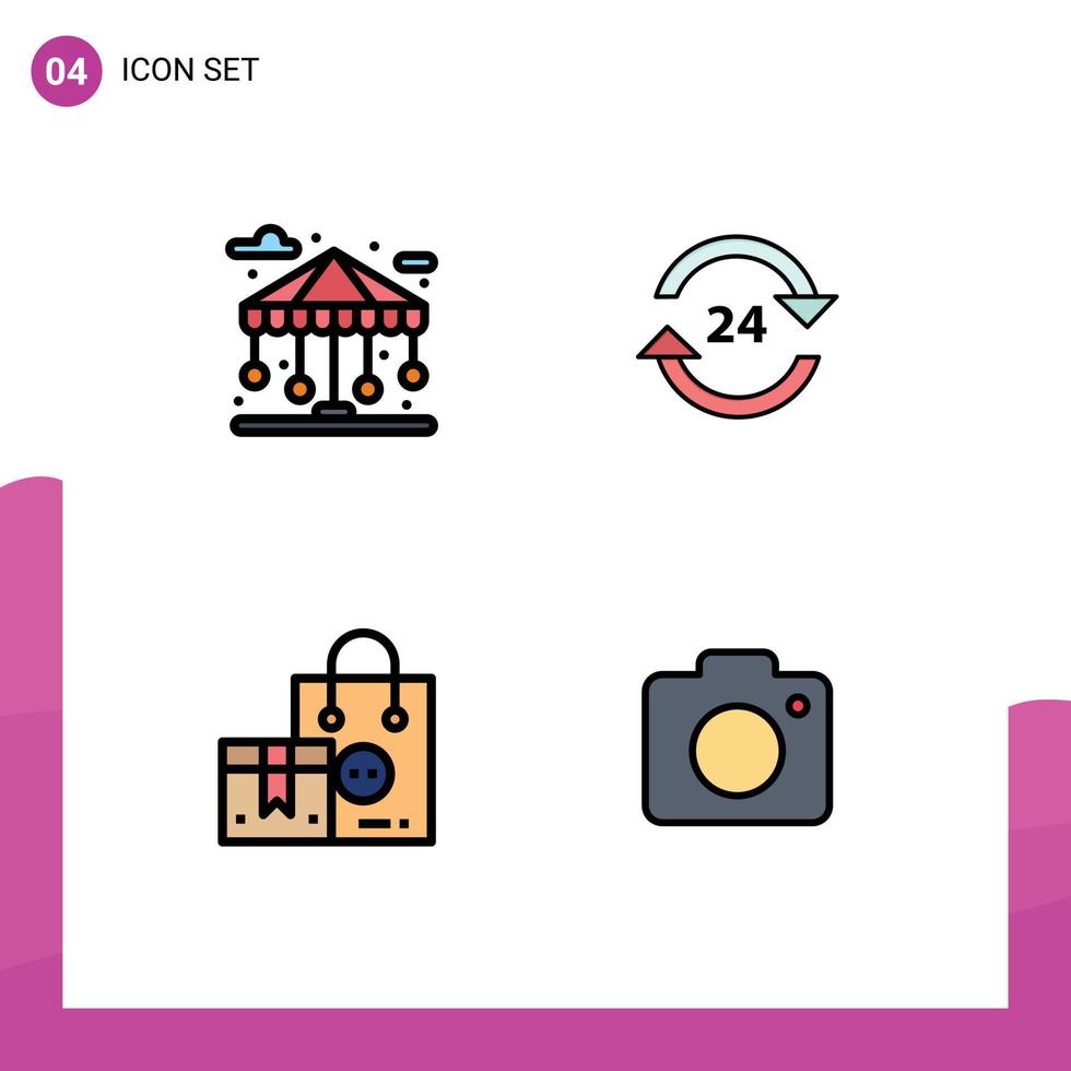 4 Universal Filledline Flat Colors Set for Web and Mobile Applications building stop life non buy Editable Vector Design Elements