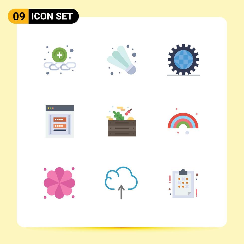 9 Flat Color concept for Websites Mobile and Apps salad phishing development password link Editable Vector Design Elements