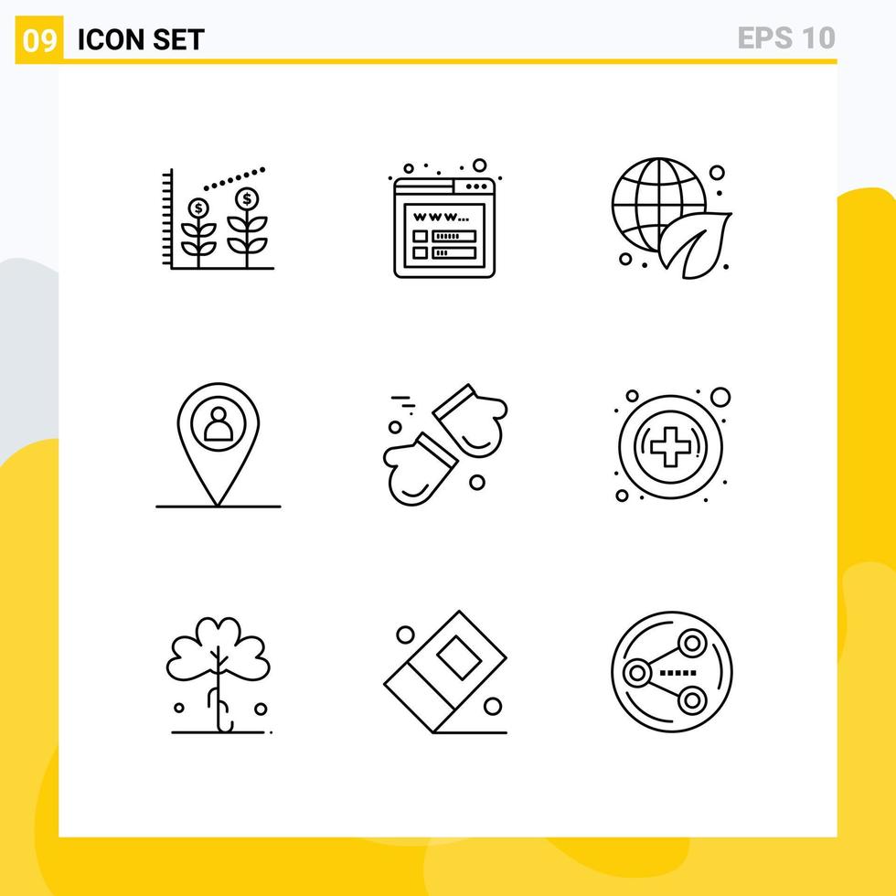 Set of 9 Commercial Outlines pack for scandinavia canada environment arctic man Editable Vector Design Elements