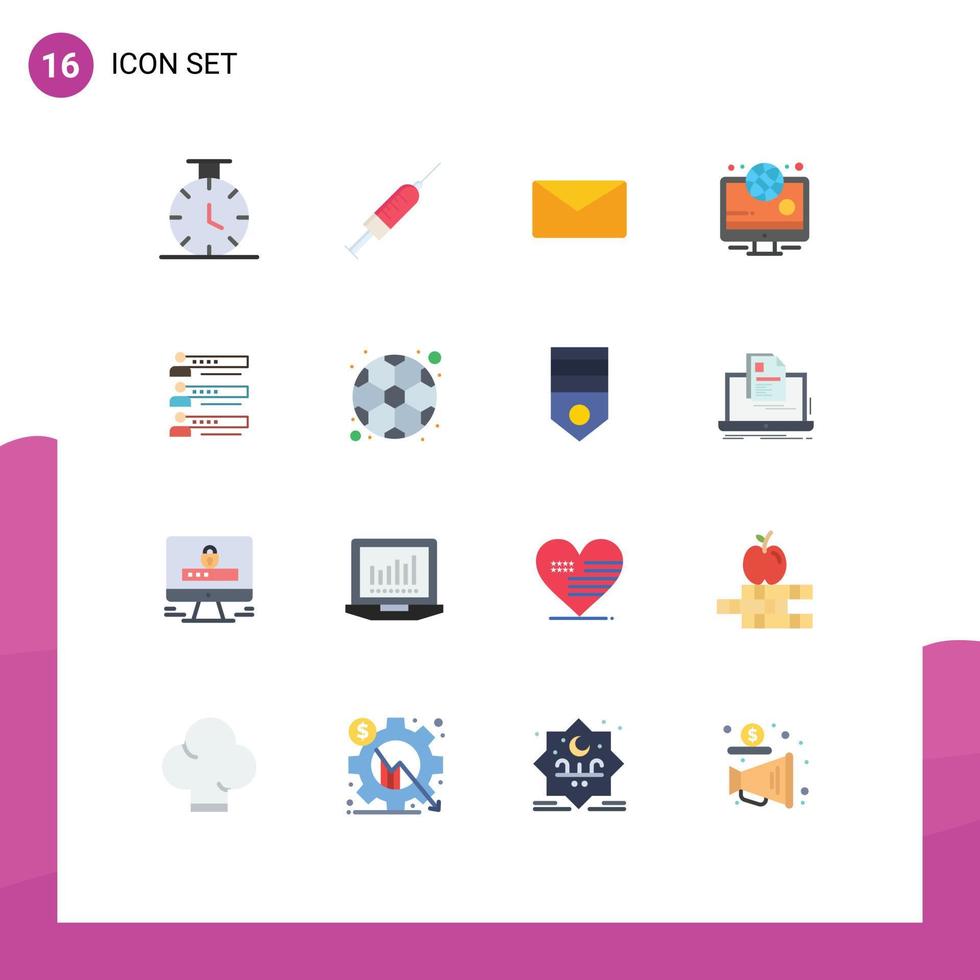 Group of 16 Modern Flat Colors Set for profile graphs email skills olympic Editable Pack of Creative Vector Design Elements