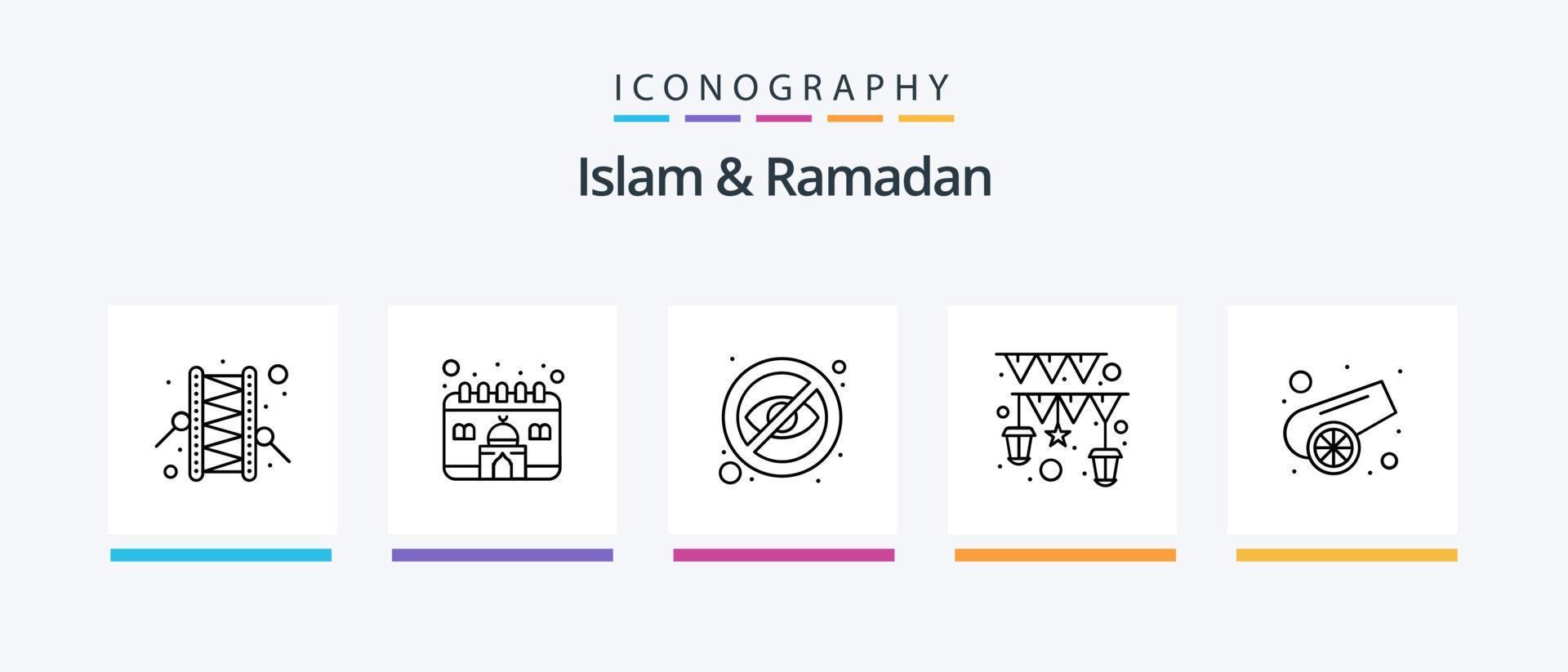 Islam And Ramadan Line 5 Icon Pack Including ribbon. halal. arab. islam. sweet. Creative Icons Design vector