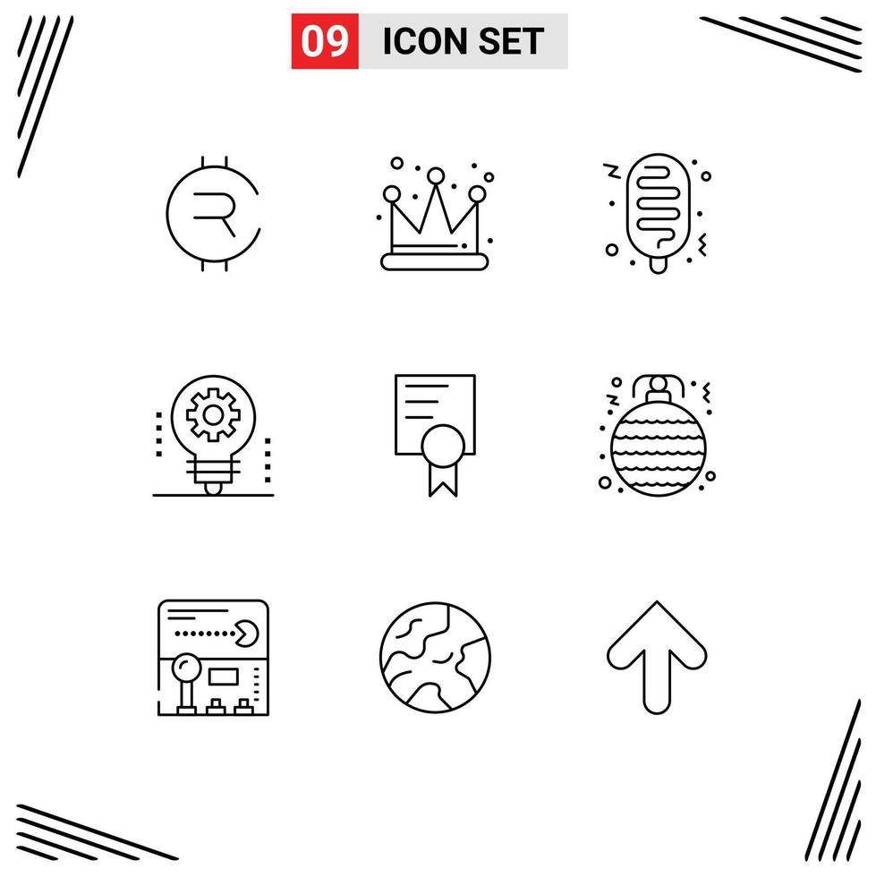 Modern Set of 9 Outlines Pictograph of school certificate food robotics electronics Editable Vector Design Elements