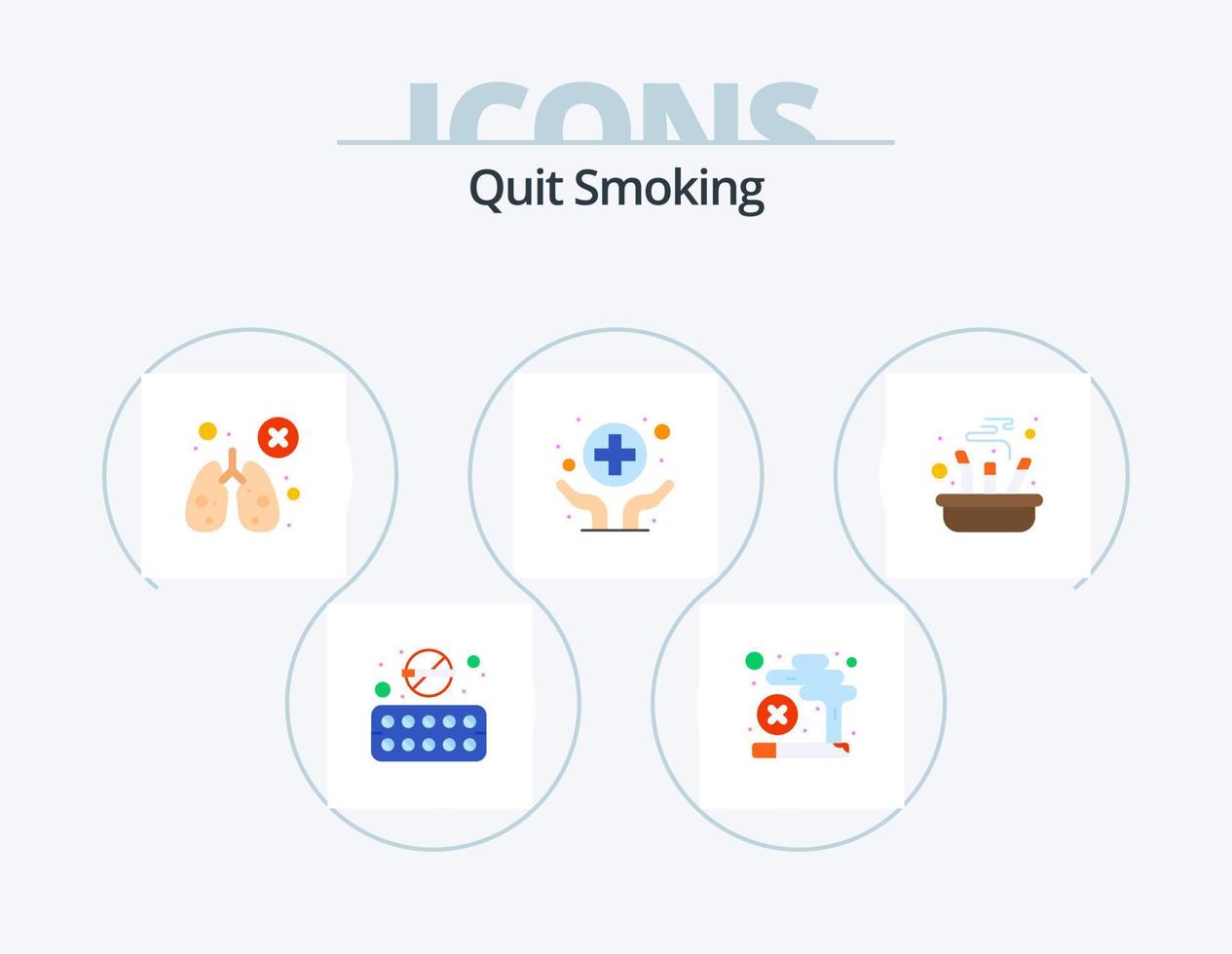 Quit Smoking Flat Icon Pack 5 Icon Design. service. medicine. biology. medical. smoking vector