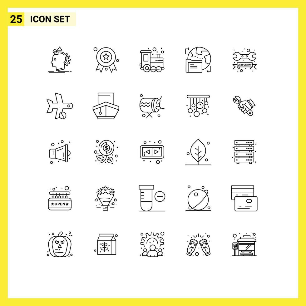 conjunto de 25 paquetes de líneas comerciales para elementos de diseño vectorial editables de tiempo de juego mundial de insignias vector