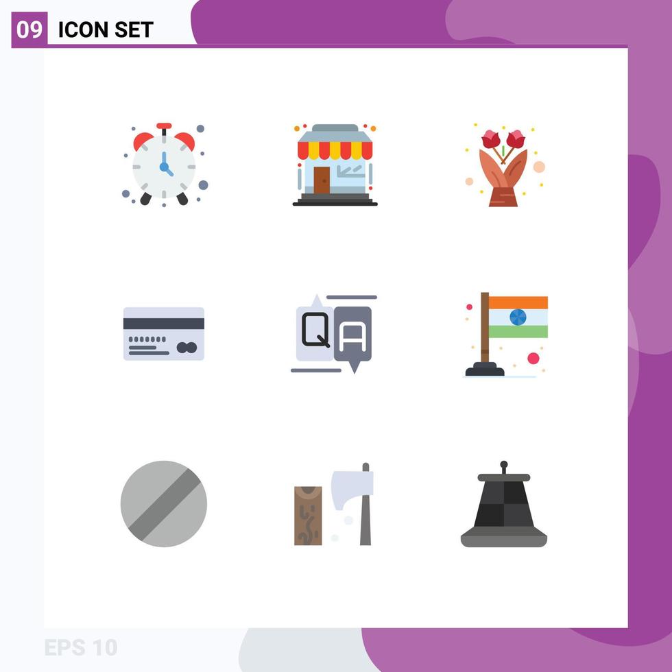 Universal Icon Symbols Group of 9 Modern Flat Colors of comment payment flower back card Editable Vector Design Elements