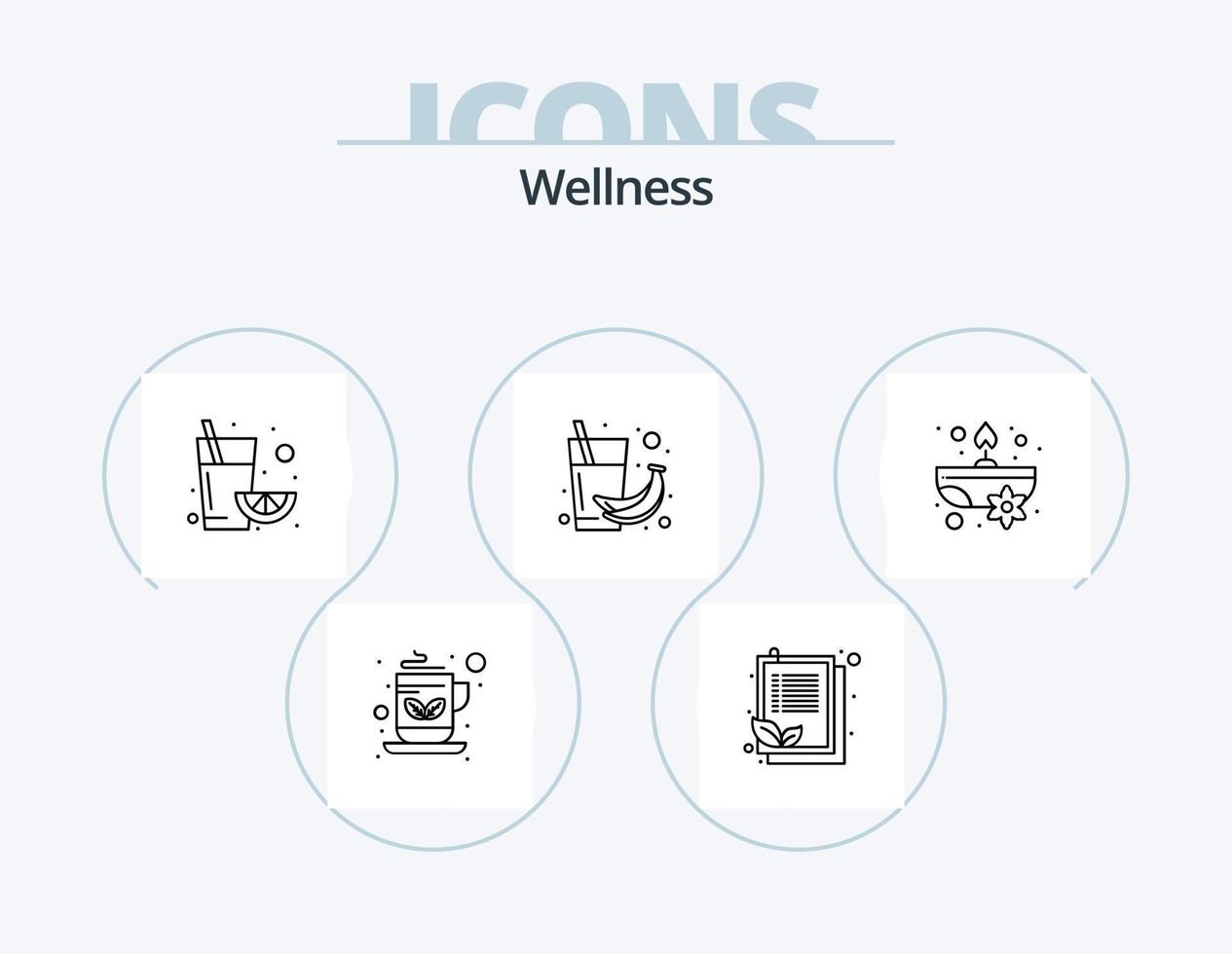 Wellness Line Icon Pack 5 Icon Design. spa. candles. flower. leaf. clipboard vector