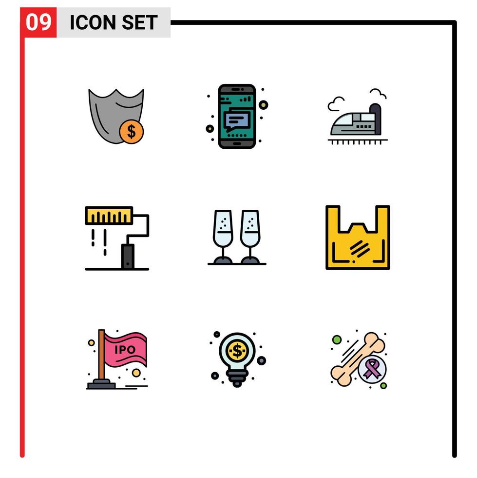 Stock Vector Icon Pack of 9 Line Signs and Symbols for paint design phone coding high Editable Vector Design Elements
