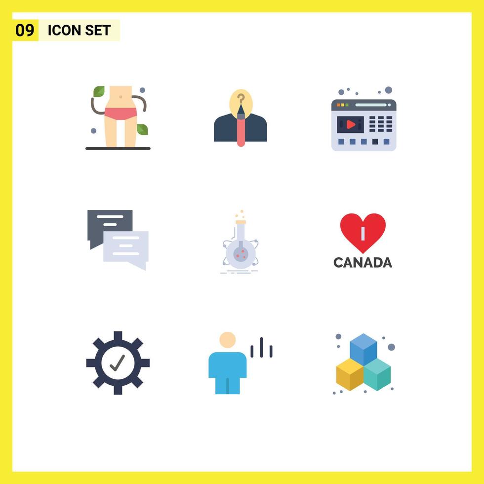 9 Universal Flat Color Signs Symbols of laboratory message creative education website Editable Vector Design Elements