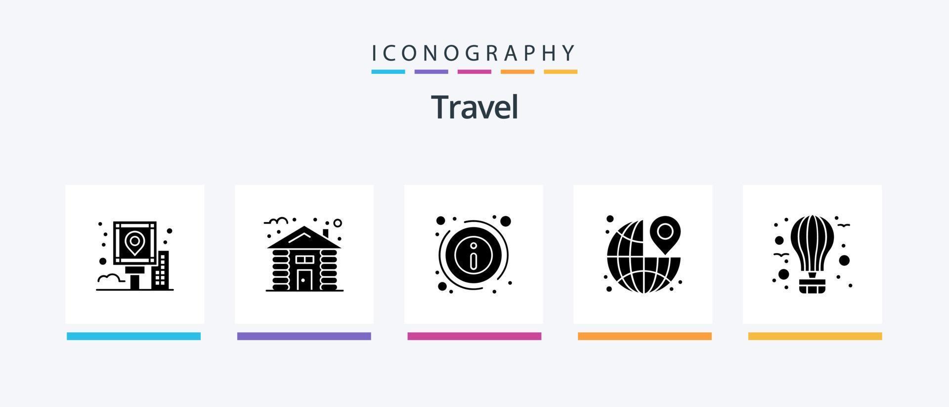 Travel Glyph 5 Icon Pack Including travel. pin. tree. destination. about. Creative Icons Design vector
