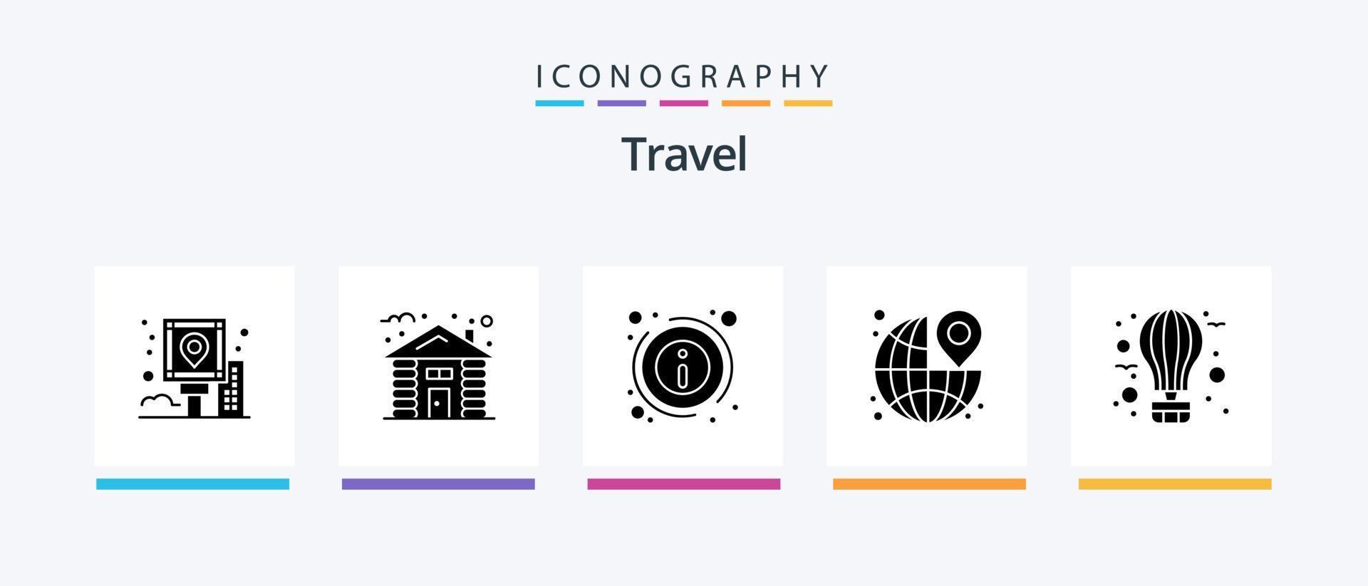 paquete de iconos de glifo 5 de viaje que incluye viajes. alfiler. árbol. destino. acerca de. diseño de iconos creativos vector